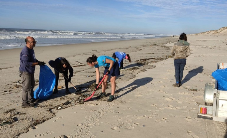 Voluntários da Brigada do Mar limpam praias entre São Pedro e a Figueira da Foz